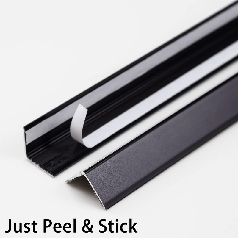 Photo 2 of Aluminum Peel and Stick L Molding Corner Guards with 90° Angle for Wall Door Frame Cabinet Baseboard Protection and Decoration, 3ft x 0.8in (3Pcs)