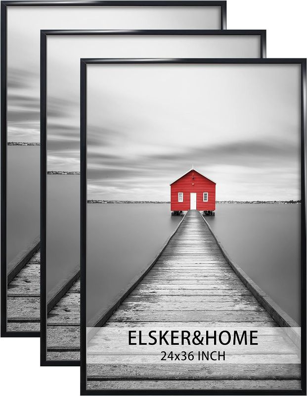 Photo 1 of ELSKER&HOME 24x36 Poster Frame 3 Pack, Black Picture Frame for Horizontal or Vertical Wall Mounting, Sturdy and Scratch-proof