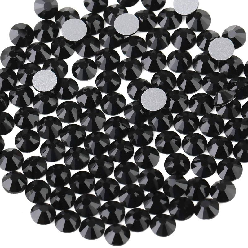 Photo 1 of beadsland Flat Back Crystal Rhinestones Round Gems, Black (4.6-4.8mm) SS20/1440pcs