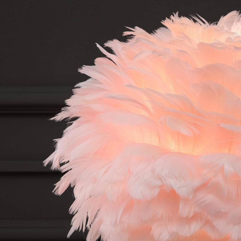 Photo 2 of Pink Feather Lamp Tripod Lamp for for Girls Bedrooms Living Room Aesthetic Decor Desk Lamp Unique Bedside Lamps Gold Large Table Lamp (Tripod lamp - Pink)