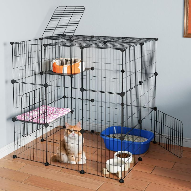 Photo 1 of 3-Tier Cat Cages,Enclosure DIY Cat Playpen Catio Detachable Metal Wire Kennels Cats Crate Large Extra Exercise Place Ideal for 1 Cat,35.4 Inches