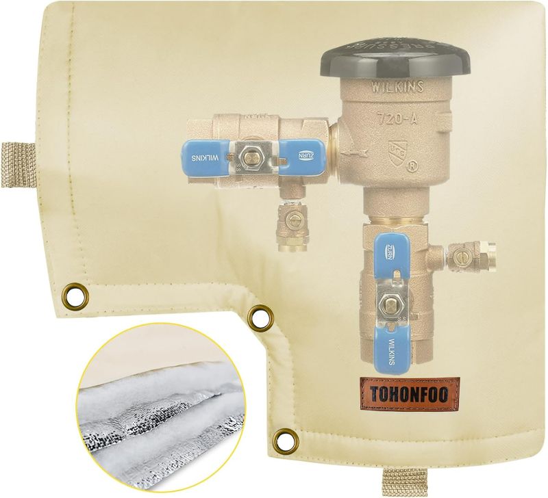 Photo 1 of Backflow Preventer Cover Insulated Pouch (5°F) - Pressure Vacuum Breaker Cover - Winter Water Well Pump Covers Sprinkler Valve Cover Insulated - Protects from Severe Snow and Intense Sun