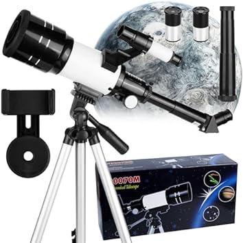 Photo 1 of Beginner-Friendly 70mm Astronomical Telescope with 300mm Focal Length, Up to 150X Magnification - Ideal Gift for Adults and Kids with a Passion for Space Exploration