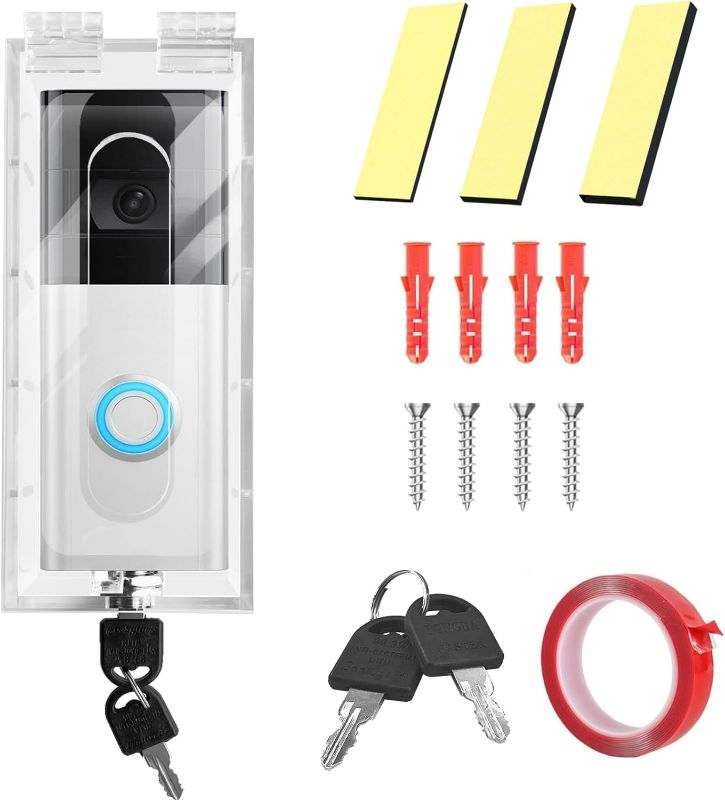 Photo 1 of Anti-Theft Video Doorbell Mount Compatible with Most Video Doorbell, Acrylic,Highly Transparent Doorbell Lock Box Kit for Houses, Apartments, Businesses,Fit Doorbell 2.48”x5.62”x1.49”or Small