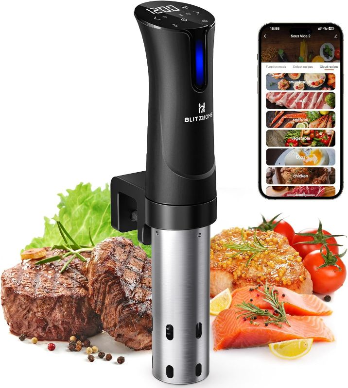 Photo 1 of BLITZHOME Sous Vide Machine, WiFi APP Included, 1100W Sous Vide Cooker with Accurate Temperature & Timer, Ultra Quiet Stainless Precision Immersion Circulator Device, Kitchen Gadgets with Recipes
