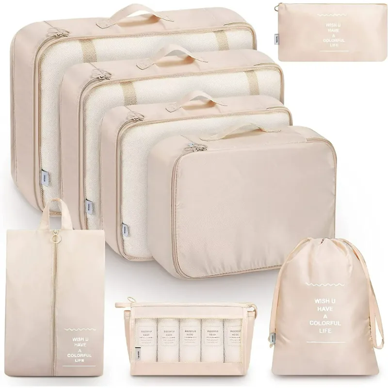 Photo 1 of Hottest Packing Cubes for Travel, 8 Pcs Travel Cubes for Suitcase Lightweight Travel Essential Bag with Large Toiletries Bag for Clothes Shoes Cosmetics Toiletries
