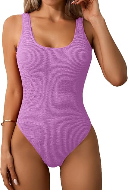 Photo 1 of SIZE XL Women One Piece Swimsuit Solid Ribbed Monokini Swimwear Scoop Neck Low Back Bathing Suit
