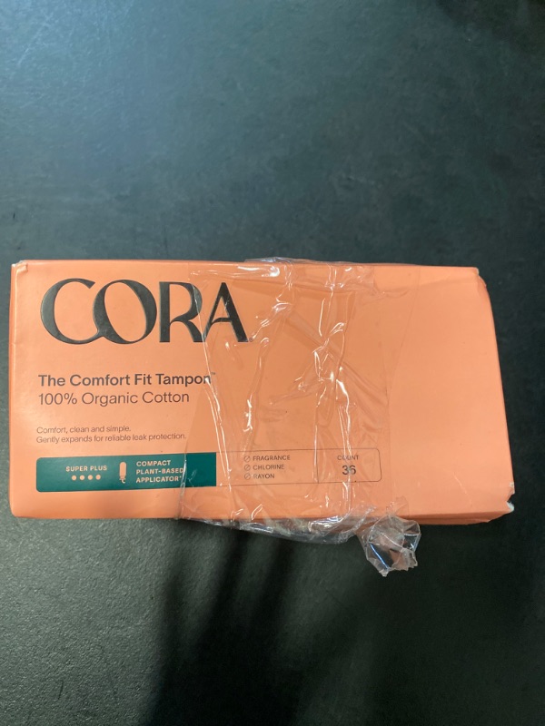 Photo 2 of Cora Organic Applicator Tampons | Super Plus Absorbency | 100% Organic Cotton, Unscented, BPA-free Compact Applicator | Leak Protection | Packaging May Vary | 36 Total 36 Tampons