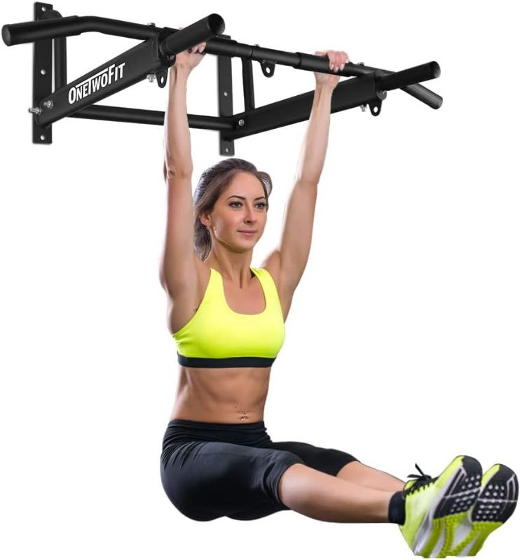 Photo 1 of OneTwoFit Wall Mounted Pull Up Bar with More Stable 6-hole design for Indoor and Outdoor Use, Maximum weight 440 Lbs OT103