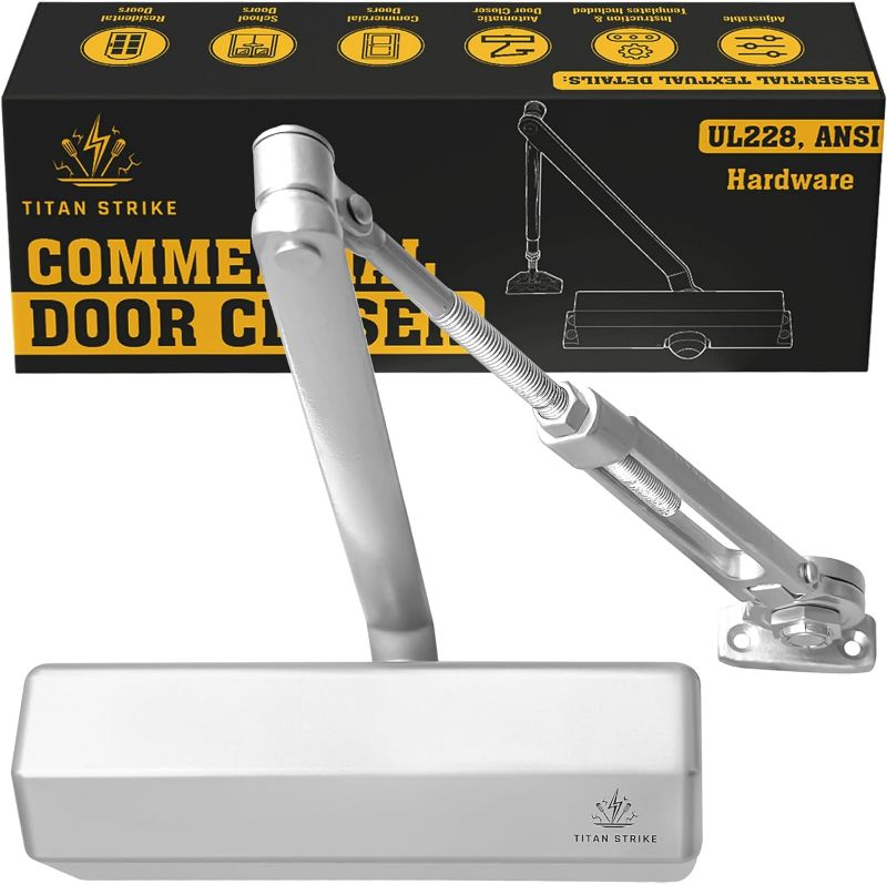 Photo 1 of Commercial Door Closer Heavy Duty, Indoor/Outdoor Automatic Door Closer Hold Open, ANSI Grade 1, Versatile Mounting, Adjustable for Doors (44-330lb, 30-60in), ADA Compliant, Door Closure