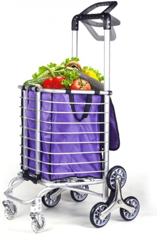 Photo 1 of Jessie Folding Rolling Cart with Wheels Shopping Cart Portable Trolley Bag,Utility Cart Heavy Duty Stair Carts with Adjustable Bungee Cord and 2 Models Switching Big Volume (8 Wheels no Braking)