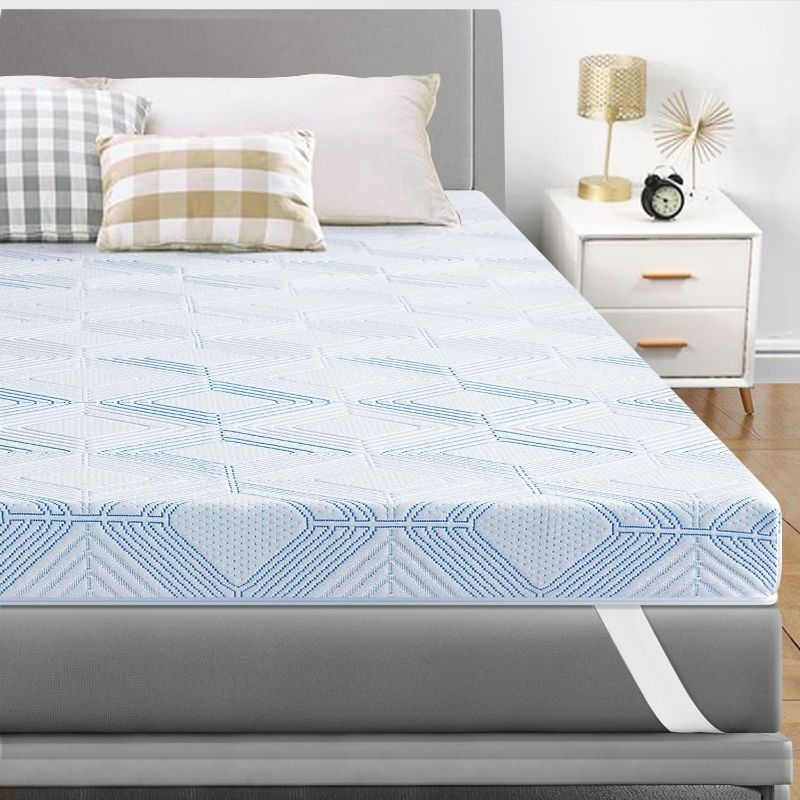 Photo 1 of BedStory Full Mattress Topper, 3 inch Memory Foam Mattress Topper, Firm Bed Topper Cooling Gel-Infused with Anti-Slip Removable&Breathable Cover for Back Pain, Pressure Relieve, CertiPUR-US(54"x74")