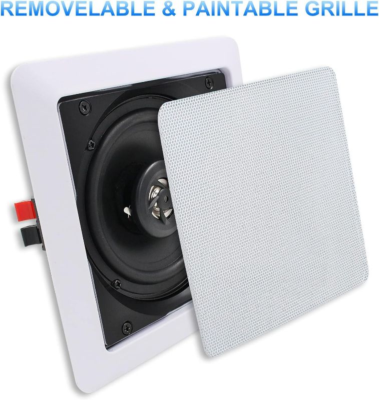 Photo 1 of Herdio 5.25 Inch Passive Ceiling Speakers Pair, 160W 2-Way in Wall Speaker, Square Flush Mount Speakers for home theater, Living Room, Office