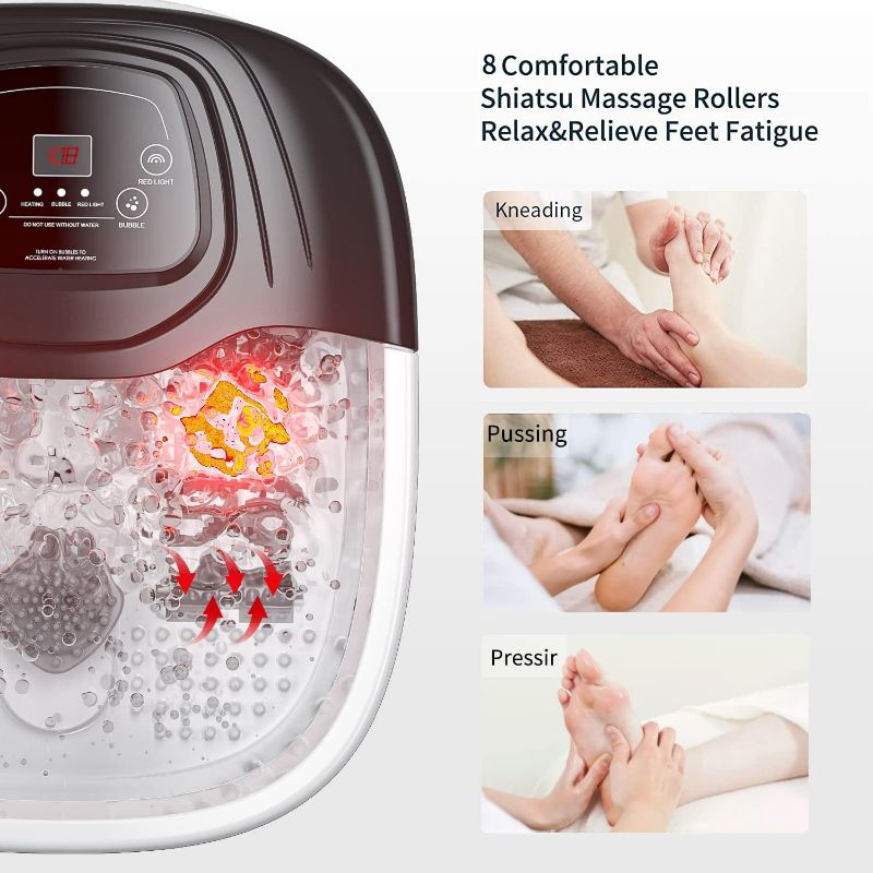 Photo 1 of Foot Spa Bath Massager with Heat, Epsom Salt,Bubbles, Vibration and Red Light,8 Massage Roller Pedicure Tub for Stress Relief,Foot Soaker Acupressure Points&Temperature Control