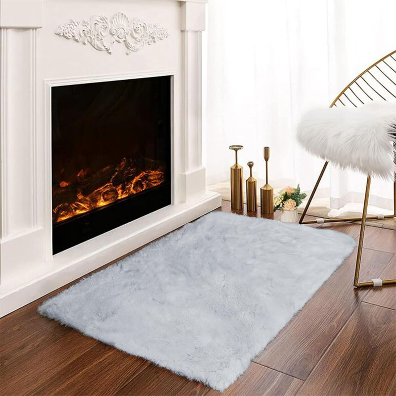 Photo 1 of Latepis Small Grey Rug 3 1/2 X 3 1/2 - Fluffy Rug Washable Rugs Faux Rabbit Fur Rug Shag Rug Gray Rug Plush Furry Shaggy Rug for Bedroom Dorm Chair Seat Cover Nursery Rug Teen Room