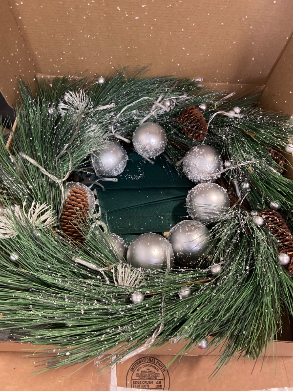 Photo 2 of Christmas Wreath Silver With Pinecones