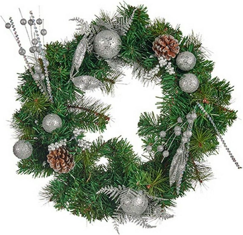 Photo 1 of Christmas Wreath Silver With Pinecones