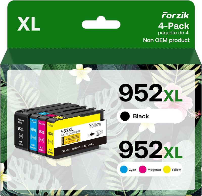 Photo 1 of Forzik Compatible 952XL Ink Cartridge Replacement for HP 952 952XL Ink Cartridges Combo Pack Work with OfficeJet Pro 7740 8710 8720 8210 8725 8740 Printer(4 Pack)