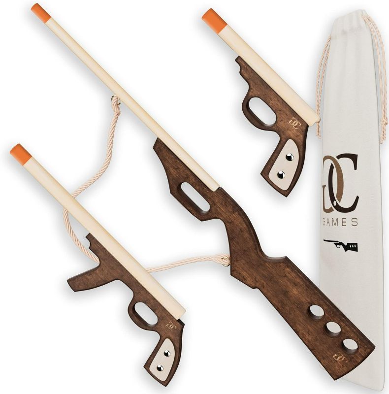 Photo 1 of CG - Home & Games Wooden Guns for Kids – 3 Pack Handmade Play Gun Set - Outdoor Play Toys for Children 8 and Up. Bonus! Unique Bag.