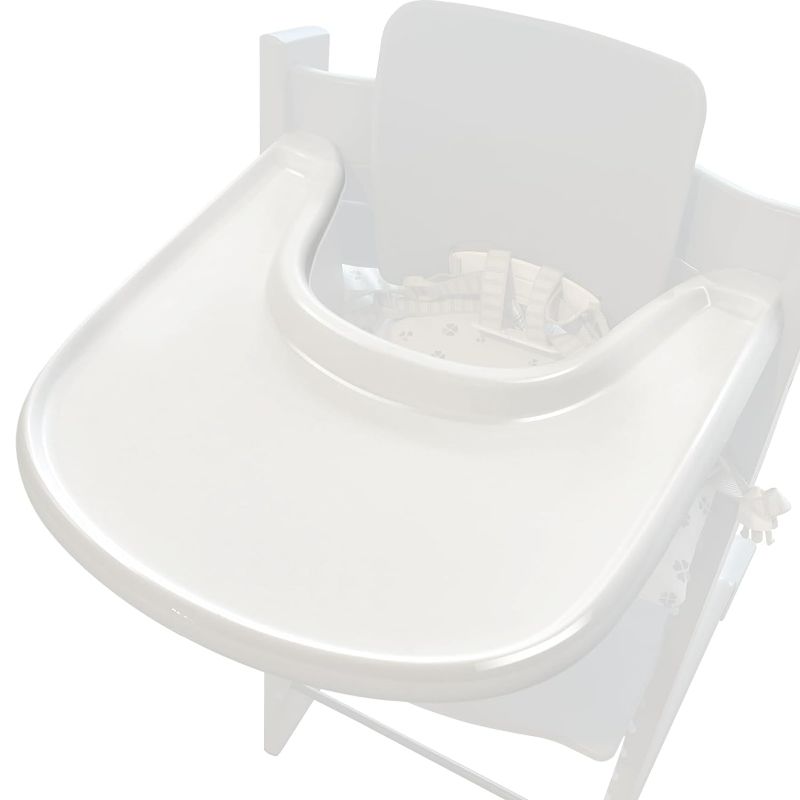 Photo 1 of Baby High Chair Tray Compatible with Stokke Tripp Trapp Chair (V2 and Beyond) with Smooth Surface and Strong Suction Power Made of Food-Safe Plastic (BPA BPS BPF Lead Phthalate Free) - White