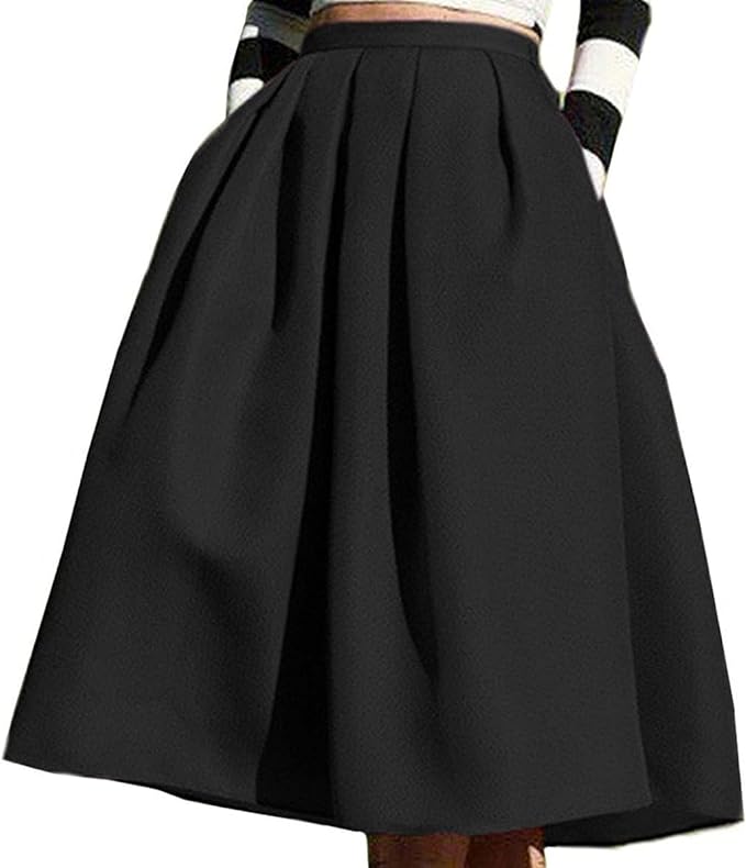 Photo 1 of Size XL- Women's High Waisted A line Street Skirt Skater Pleated Full Midi Skirt