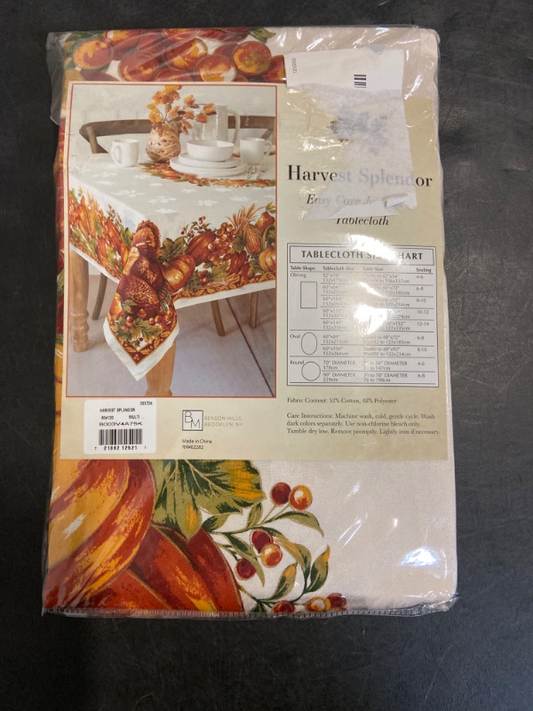 Photo 2 of Benson Mills Harvest Splendor Engineered Printed Fabric Table Cloth, Fall, Harvest, and Thanksgiving Tablecloth (60" X 120" Rectangular, Harvest Splendor)