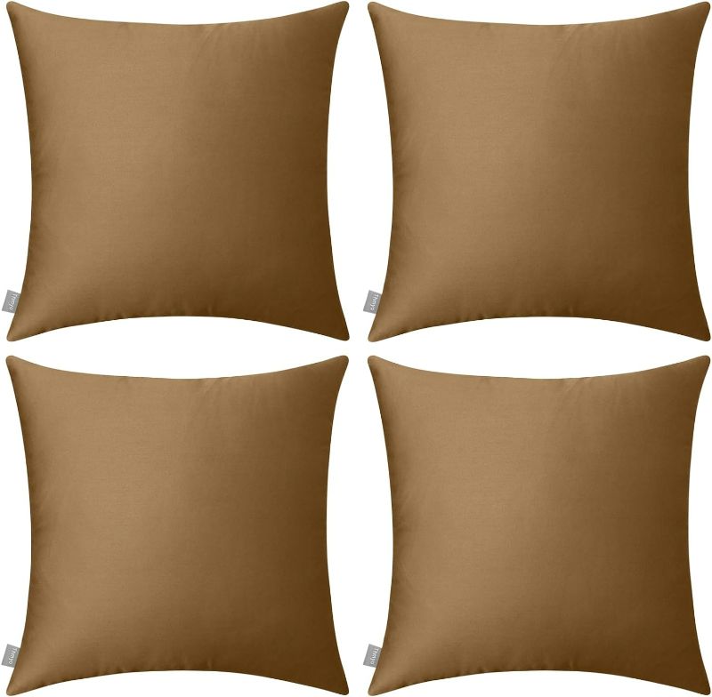 Photo 1 of 4-Pack 100% Cotton Comfortable Solid Decorative Throw Pillow Case,Thmyo Square Cushion Cover Pillowcase Sublimation Blank Pillow Covers DIY Throw Pillowcase for Sofa(18x18 inch/ 45x45cm,Light Coffee)