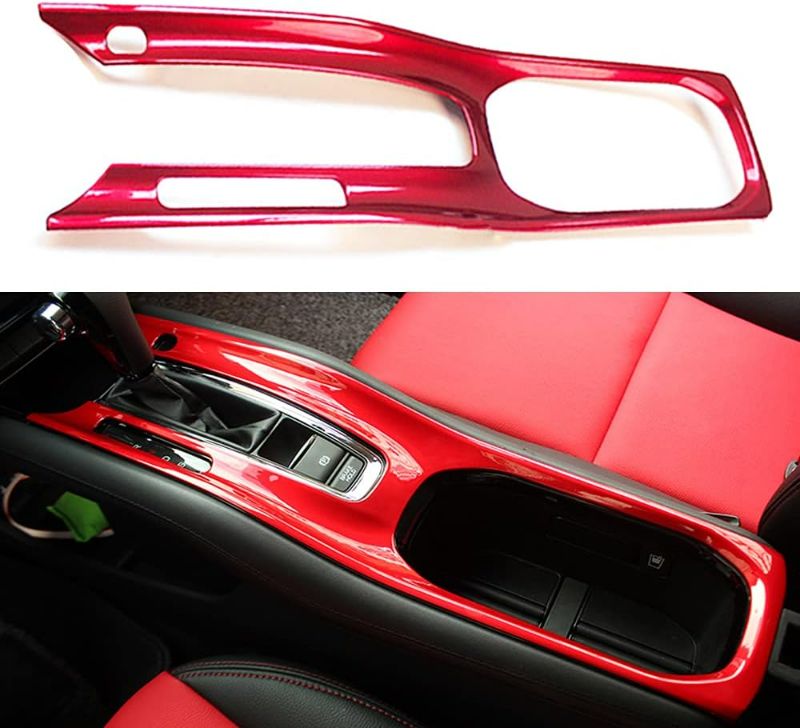 Photo 1 of Interior Gear Shift Box Panel Cover Water Cup Holder Panel Cover Trim ABS Red Style for Honda HRV 2016 2017 2018 2019 2020 2021 2022