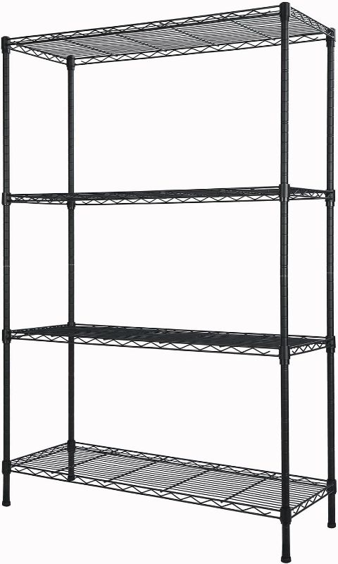 Photo 1 of 4-Shelf Adjustable Heavy Duty Storage Shelving Unit, Metal Organizer Wire Rack for Laundry Bathroom Kitchen Pantry Closet, Black Adjustable wire shelves perfect size(36”Wx14”Dx53.5”H).