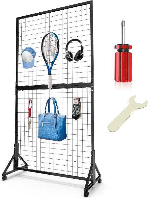 Photo 1 of Grid Wall Panels- 3' x 6', Grid Wall with wheels, display rack includes wrencher, screwdriver and assembly manual, gridwall, gridwall panel, wire grid panel, display racks for craft shows, art display