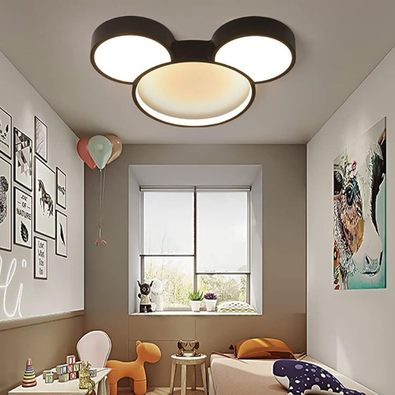 Photo 1 of Modern LED Ceiling Light Acrylic Cartoon Mickey Mouse Flush Mount Light Stepless Dimming Ceiling Light Fixtures for Kids Room Girls Room Children's Room Boys Room Bedroom