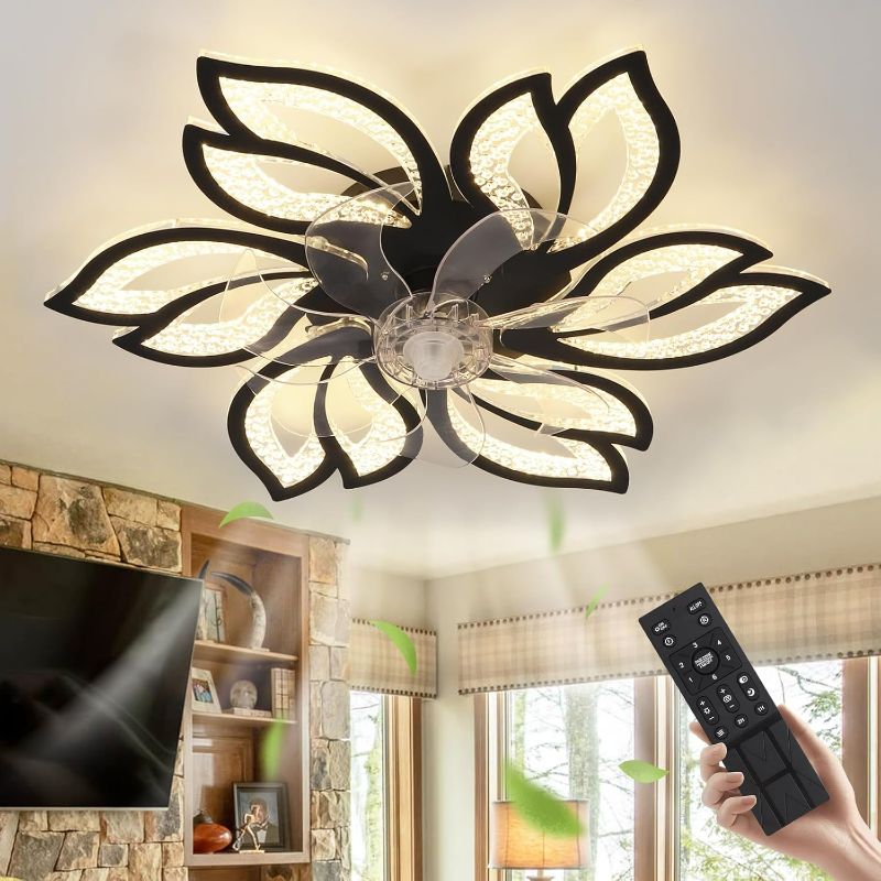 Photo 1 of Ceiling Fan with Lights, 26 Inch Flush Mount Ceiling Fan with Remote and APP Control 6 Speeds Reversible,Low Profile Ceiling Fan with Light for Bedroon Livingroom Kitchen.