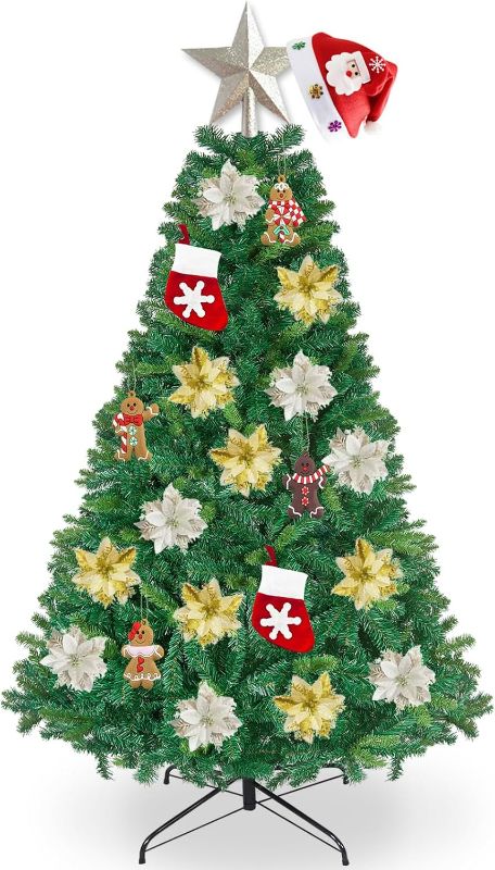 Photo 1 of 7.5ft Christmas Tree Unlit | Arbol de Navidad 7.5 feet Artificial Xmas Tree with 1400 Tips | Fluffy Spruce Tree with Decorations & Sturdy Stand | Instead of Chucking Each Year, Green