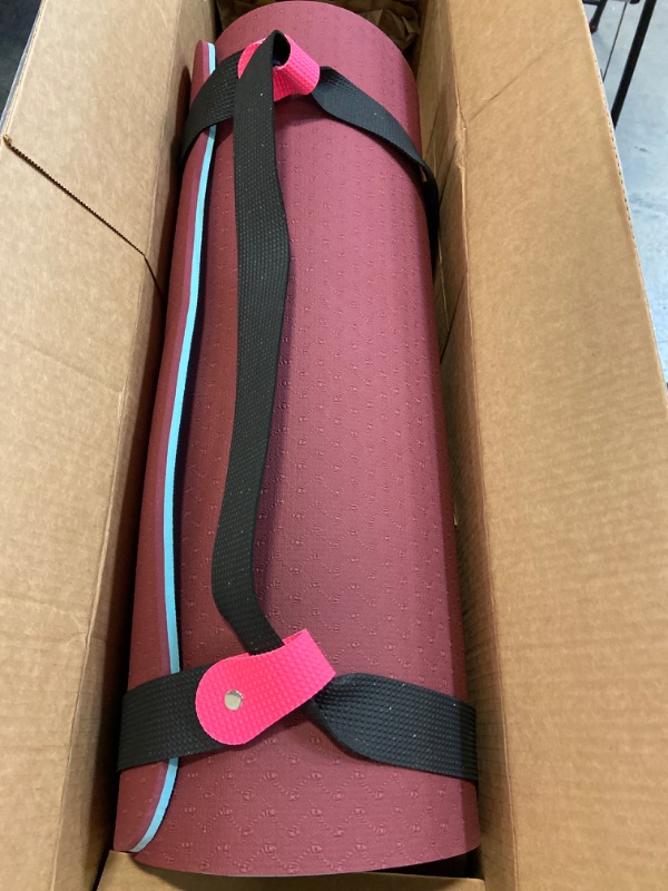 Photo 2 of 10mm Thick Yoga Mat with Strap – Non-Skid Dual Surface, Eco-Friendly POE, for Women, Men, Kids. Perfect for Pilates, Yoga, Floor Workouts.