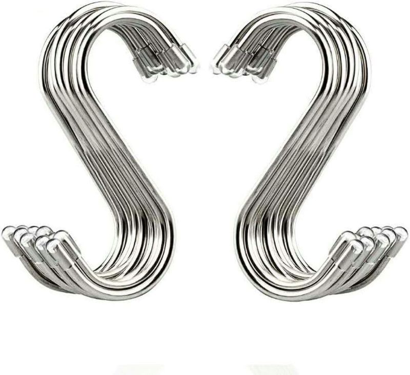 Photo 1 of 20 Pack 3.4" S Shaped Hooks Stainless Steel Metal Hangers Hanging Hooks for Kitchen, Work Shop, Bathroom, Garde