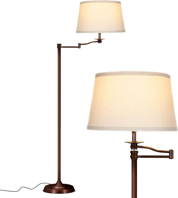 Photo 1 of Brightech Caden LED Floor lamp, Great Living Room Décor, Tall Lamp with Swing Arm, Classic Lamp for Living Rooms & Offices, Industrial Standing Lamp for Bedroom Reading - Bronze