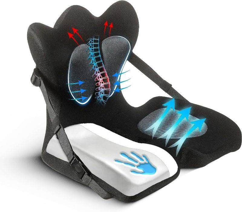 Photo 1 of Doctor-Developed Adjustable Back Seat Cushion for Chairs, Couch, Driving - Lumbar Support Pillow for Office, Recliner - Ergonomic Pressure Relief and Enhanced Blood Flow