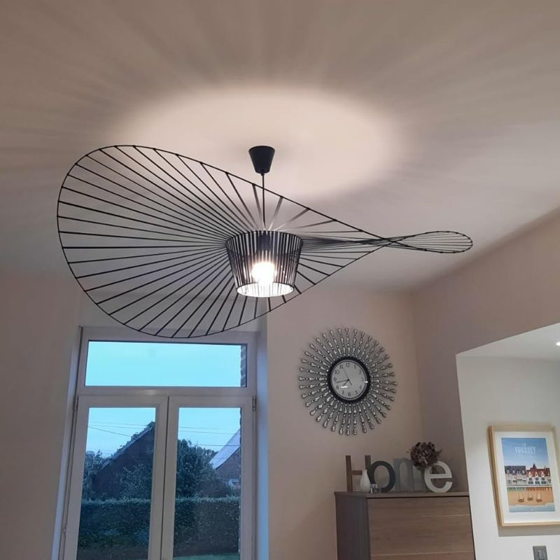 Photo 1 of Luster Vertigo Retro Chandelier, E27 Simple and Creative Fiberglass Cap Design, Restaurant, Bar, Coffee Black 120cm