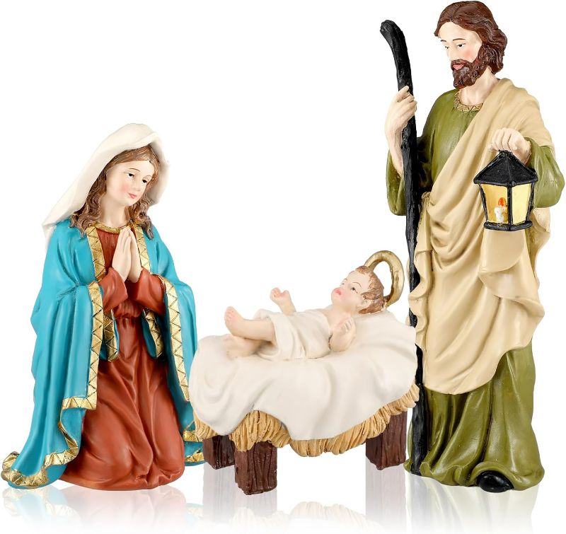 Photo 1 of 3 Pcs Christmas Nativity Set 10" Nativity Scene Indoor Holy Family Figurines Resin Nativity Sets and Figures for Christmas Decorations Indoor