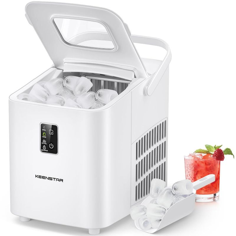 Photo 1 of Countertop Ice Maker, Portable Ice Maker Machine 26.5lbs/24Hrs, 8 Bullet Ice Ready in 6 Mins, Self-Cleaning Handheld Ice Maker with Ice Scoop, Ice Basket for Home Kitchen Office RV Party