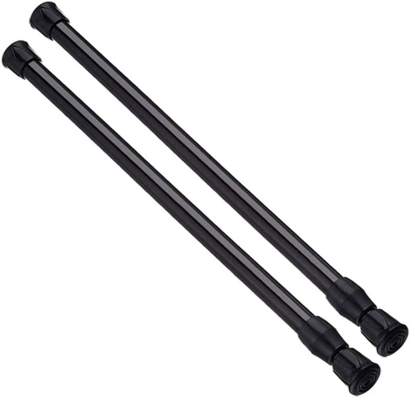 Photo 1 of AIZESI Spring Tension Curtain Rods Short Tension Rod (Black, 16" to 28"-2Pcs)