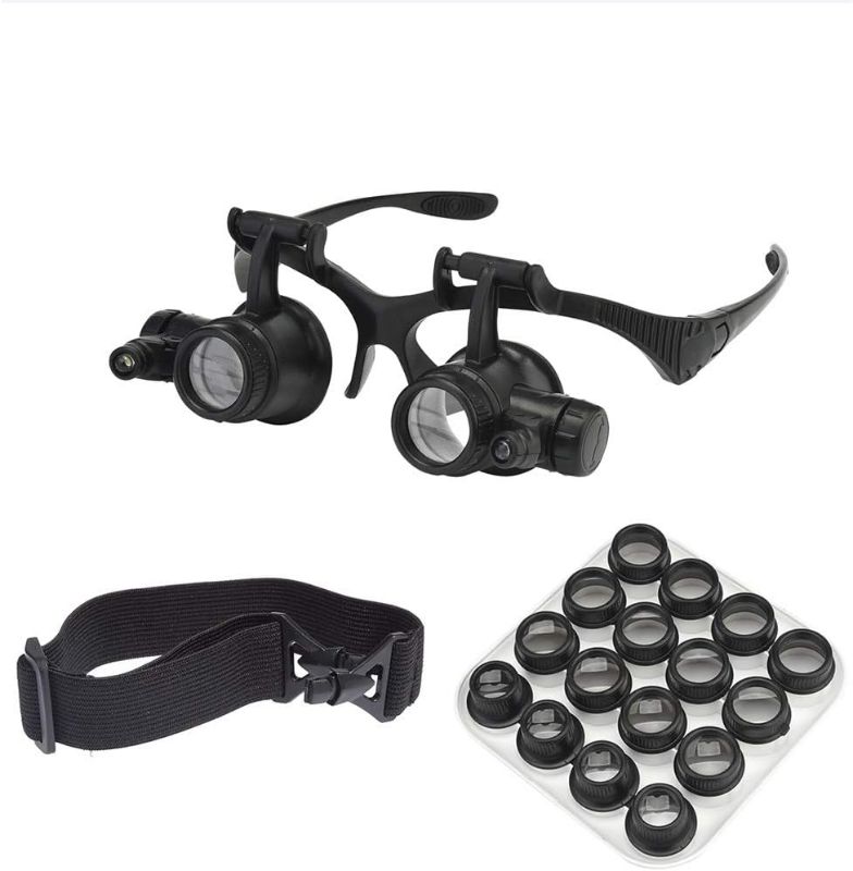 Photo 1 of Beileshi Watch Repair Magnifier Loupe Jeweler Magnifying Glasses Tool Set with LED Light with 8 Interchangeable Lens-2.5X 4X 6X 8X 10x 15x 20x 25x