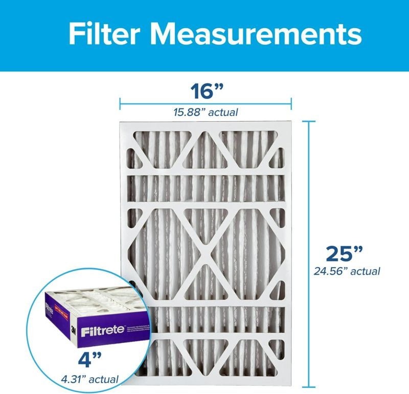 Photo 2 of Filtrete 16x25x4 Air Filter MPR 1550 DP MERV 12, Healthy Living Ultra Allergen Deep Pleat, 2-Pack, Fits Lennox & Honeywell Devices (exact dimensions 15.88x24.56x4.31)