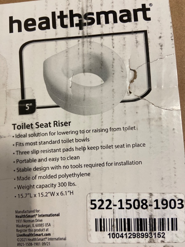 Photo 2 of Health Smart 5" Toilet Seat Riser, NIB, White, Fits Most Seats, Slip Resistant