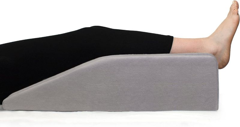 Photo 2 of Leg Elevation Pillow with Memory Foam Top - Elevated Leg Rest Pillow for Circulation, Swelling, Kneef - Wedge Pillow for Legs, Sleeping, Reading, Relaxing - Removable Washable Cover (8 Inch)