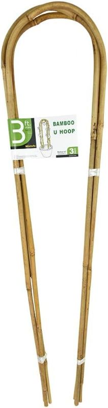 Photo 1 of 3 Feet Natural U-hoops bamboo, Mininfa Garden trellis, bamboo trellis U-shape for Plant Support - 3 PACK