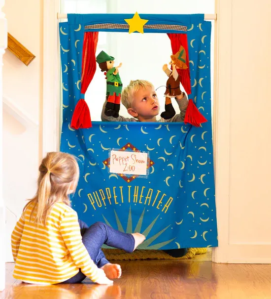 Photo 1 of Health Song Doorway Puppet Theater - Space Saver with Adjustable Rod: Ideal for Pretend Play, Hand Puppets, Educational Kids Activities, & Toys for Toddlers