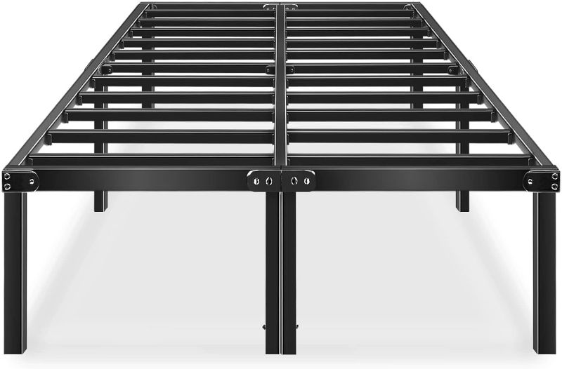 Photo 1 of HAAGEEP 18 Inch Queen Bed Frame No Box Spring Needed High Platform Bedframes with Storage Size Black Metal