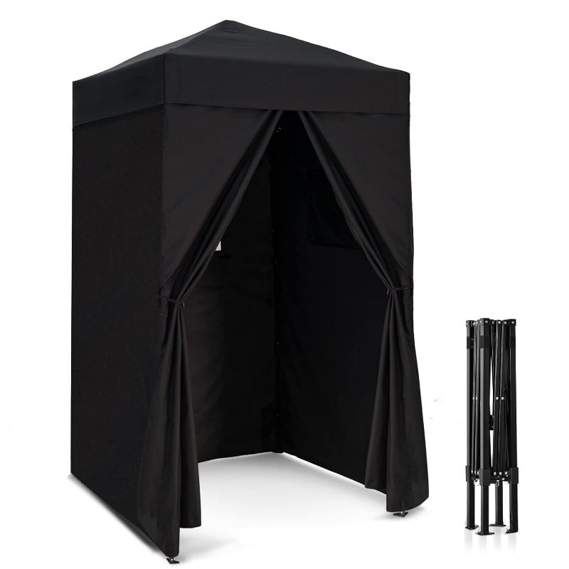 Photo 1 of EAGLE PEAK Flex Ultra Compact 4x4 Pop-up Canopy, Sun Shelter, Changing Room, Portable Privacy Canopy Cabana for Pool, Fashion Photoshoots, or Camping, Black