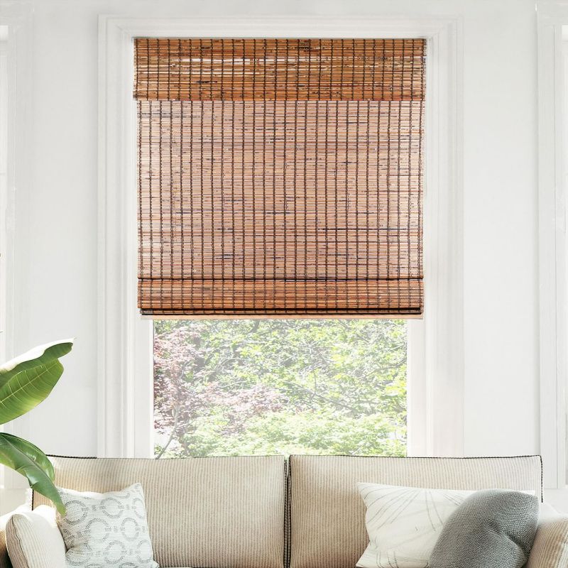 Photo 1 of CHICOLOGY Bamboo Roman Shades - Smart Choice Eco-Friendly Light Filtering Blinds for Windows, Premium Quality, Ideal for Home, Beaver, 42"W X 64"H